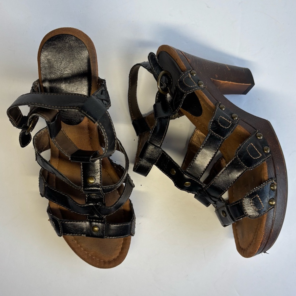 Mudd Strappy Wooden Heels